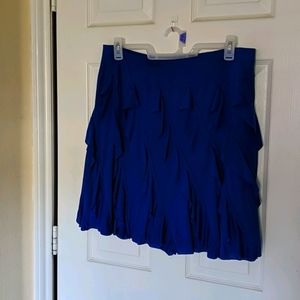 Knee length royal blue ruffle skirt